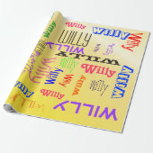 Naam Collage Amazing Yellow Terrific Cadeaupapier (Uitgerold)