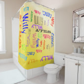 Naam Collage  Geel Douchegordijn (In situ)