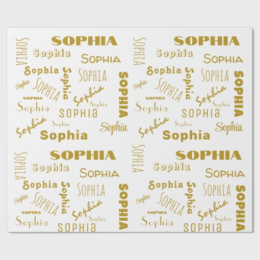 Naam Collage Gepersonaliseerde Kerst Cadeaupapier (Vlak)