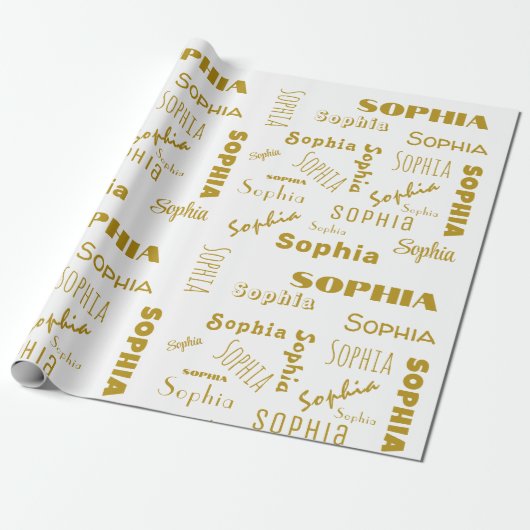 Naam Collage Gepersonaliseerde Kerst Cadeaupapier (Uitgerold)