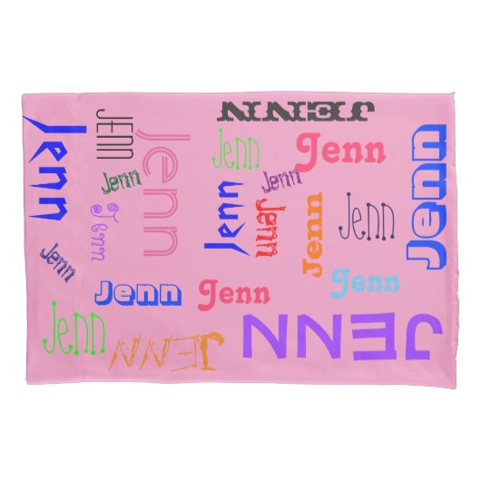 Naam Collage 🎁 Geweldig Word Cloud Fun Fa Hot Pin Kussensloop (Voorkant-Links)