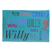 Naam Collage 🎁 Geweldig Word Cloud Fun Fab Blauw Kussensloop (Achterkant-Links)