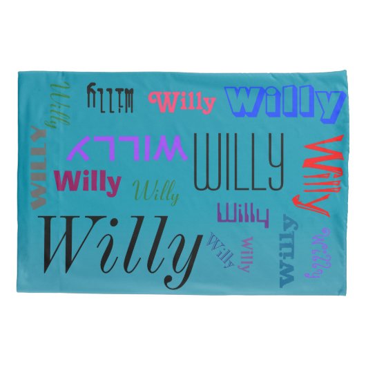 Naam Collage 🎁 Geweldig Word Cloud Fun Fab Blauw Kussensloop (Achterkant-Links)