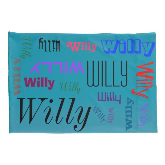 Naam Collage 🎁 Geweldig Word Cloud Fun Fab Blauw Kussensloop (Achterkant-Rechts)