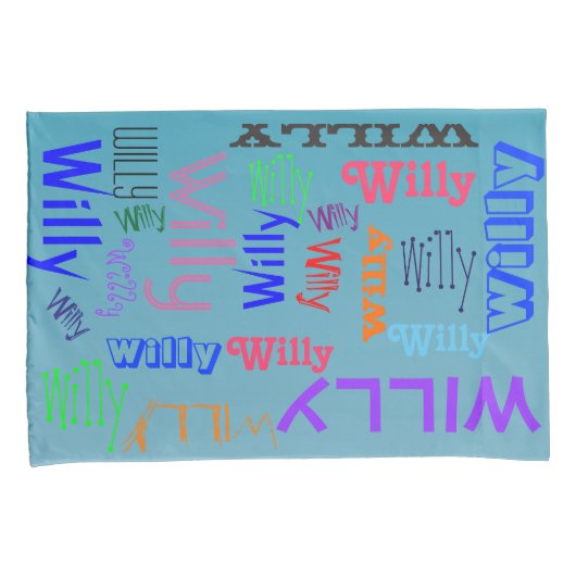 Naam Collage 🎁 Geweldig Word Cloud Fun Fab Blauw Kussensloop (Voorkant-Rechts)