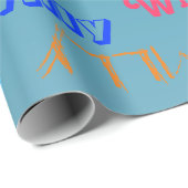 Naam Collage 🎁 Geweldige Woordwolk Fun Fab Blauwe Cadeaupapier (Rol Hoek)