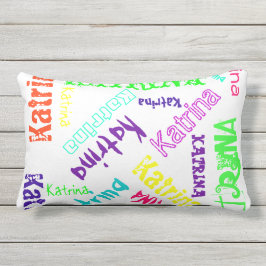 Naam Collage Pillow in heldere elektrische kleuren Buitenkussen