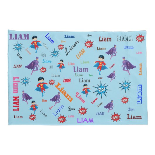 Naam Collage 🎁 Verbazingwekkende Bam Pow Superher Kussensloop (Achterkant-Rechts)