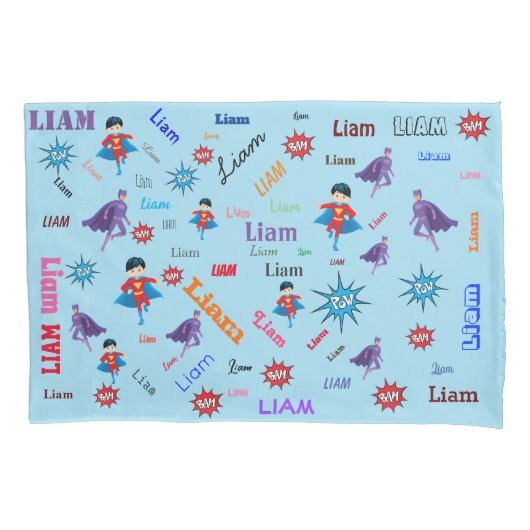 Naam Collage 🎁 Verbazingwekkende Bam Pow Superher Kussensloop (Voorkant-Links)