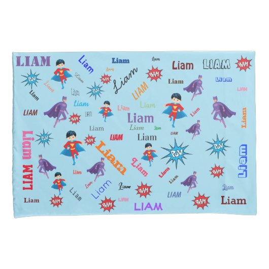 Naam Collage 🎁 Verbazingwekkende Bam Pow Superher Kussensloop (Voorkant-Rechts)