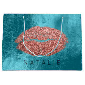 Naam Copper Metal Ocean Kiss Lips Glitter Bronze Large Cadeautasje (Voorkant)