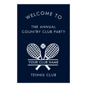 Naam Country Club Tennis Evenementen Marineblauwe Perfect Poster