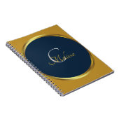Naam crème Navy Blue en Gold Monogram Notitieboek (Rechterzijde)