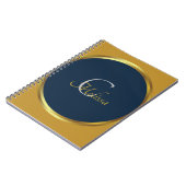 Naam crème Navy Blue en Gold Monogram Notitieboek (Linkerzijde)