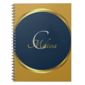 Naam crème Navy Blue en Gold Monogram Notitieboek (Voorkant)
