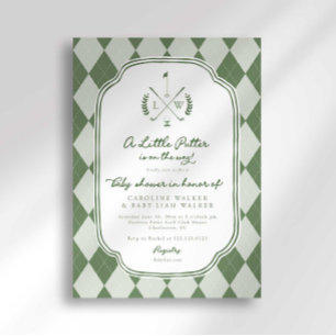 Naam Crest Little Putter op Weg Golf Baby Shower Kaart