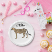 Naam Custom Cheetah Papieren Bordje (Feest)