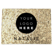 Naam Custom Logo Glitter Champagne Gold Groot Cadeauzakje (Voorkant)