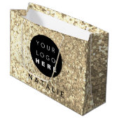 Naam Custom Logo Glitter Champagne Gold Groot Cadeauzakje (Voorkant Gekanteld)