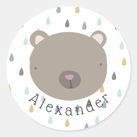  naam Cute Beer Ronde Sticker (Voorkant)
