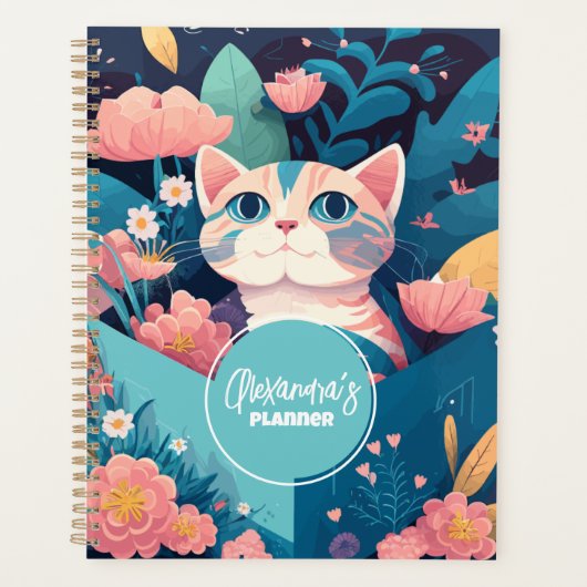  naam Cute Cat Feminine Planner (Voorkant)