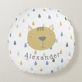 naam Cute Cat Rond Kussen