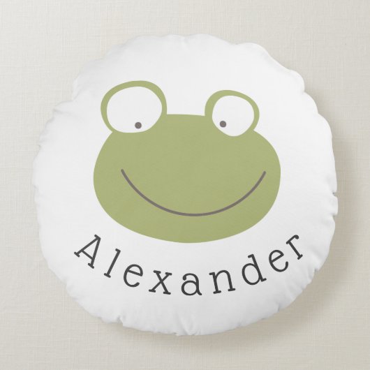naam Cute Frog Rond Kussen (Voorkant)