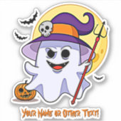 Naam Cute Ghost Pumpkin Red Trident Moon Skull toe Sticker (Voorkant)