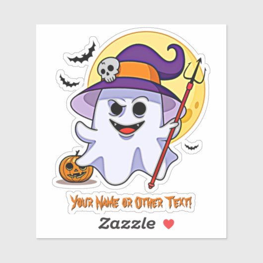 Naam Cute Ghost Pumpkin Red Trident Moon Skull toe Sticker (Vel)