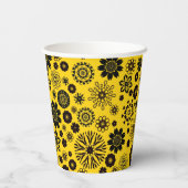 naam Cute Girly Floral Black Yellow Papieren Bekers (Achterkant)