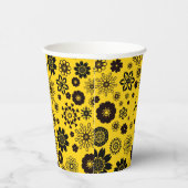 naam Cute Girly Floral Black Yellow Papieren Bekers (Rechts)
