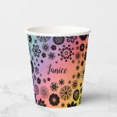  naam Cute Girly Floral Cool Rainbow Papieren Bekers (Voorkant)