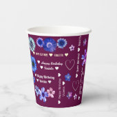 naam Cute Girly Happy Birthday Papieren Bekers (Achterkant)