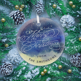  naam Cute Navy Blue Merry Kerstmis Glas Ornament