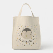 naam Cute Penguin Canvas tas (Achterkant)