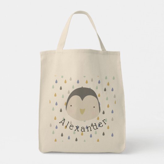  naam Cute Penguin Canvas tas (Achterkant)