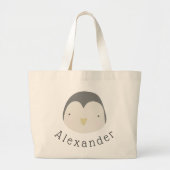  naam Cute Penguin Grote Tote Bag (Voorkant)