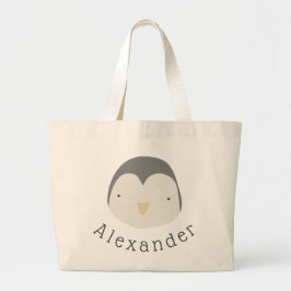 naam Cute Penguin Grote Tote Bag