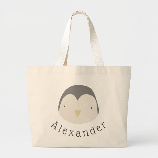 naam Cute Penguin Grote Tote Bag (Voorkant)