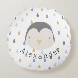 naam Cute Penguin Rond Kussen