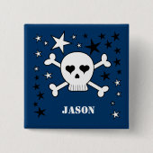 naam Cute Skull en Crossbones Vierkante Button 5,1 Cm (Voorkant)