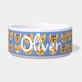  naam Cute Yellow Cat Head Pattern Voerbakje