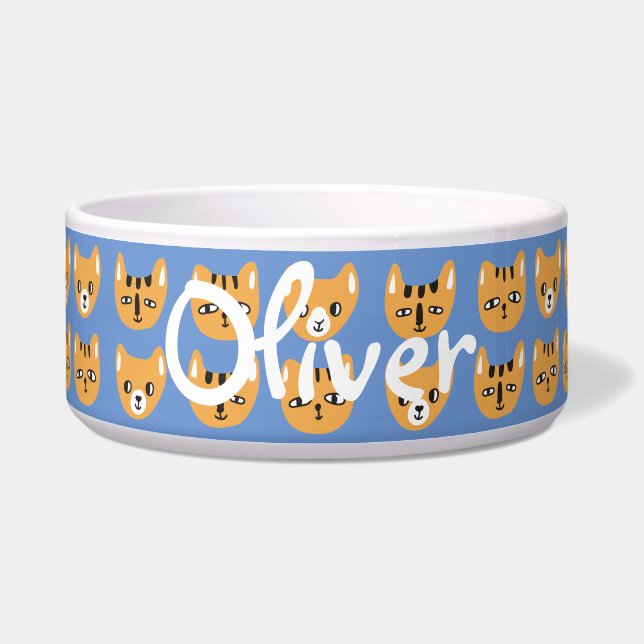  naam Cute Yellow Cat Head Pattern Voerbakje (Voorkant)