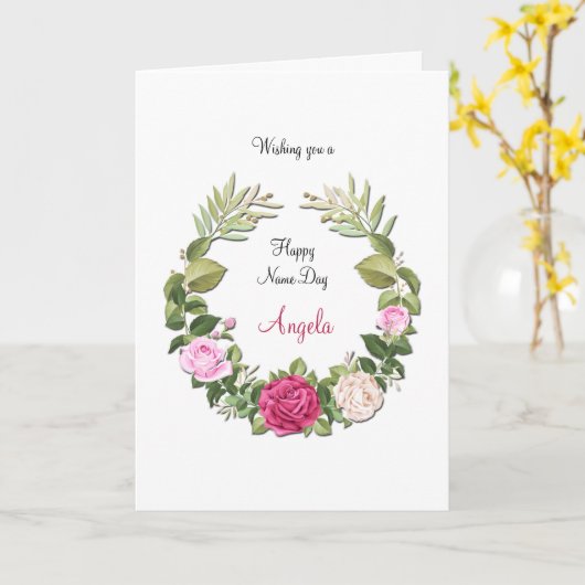 Naam Dag Floral-Halve Kaart (Gele Bloem)