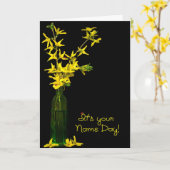 Naam Dag Forsythia Bouquet Kaart (Gele Bloem)