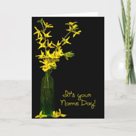 Naam Dag Forsythia Bouquet Kaart