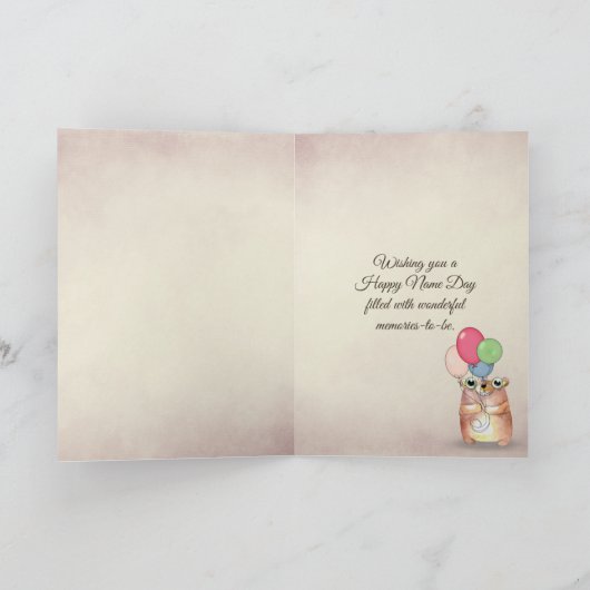 Naam Dag koffie met anjers op schoot Kaart (Binnen)