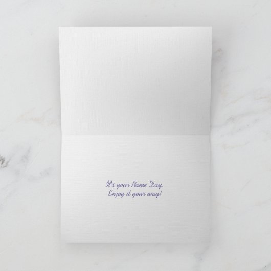 Naam Dag Pansy Teacup Kaart (Binnen)