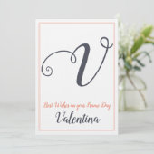 Naam Dag Saint Dag Brief V Monogram Kaart (Staand voorkant)