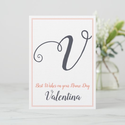 Naam Dag Saint Dag Brief V Monogram Kaart (Staand voorkant)